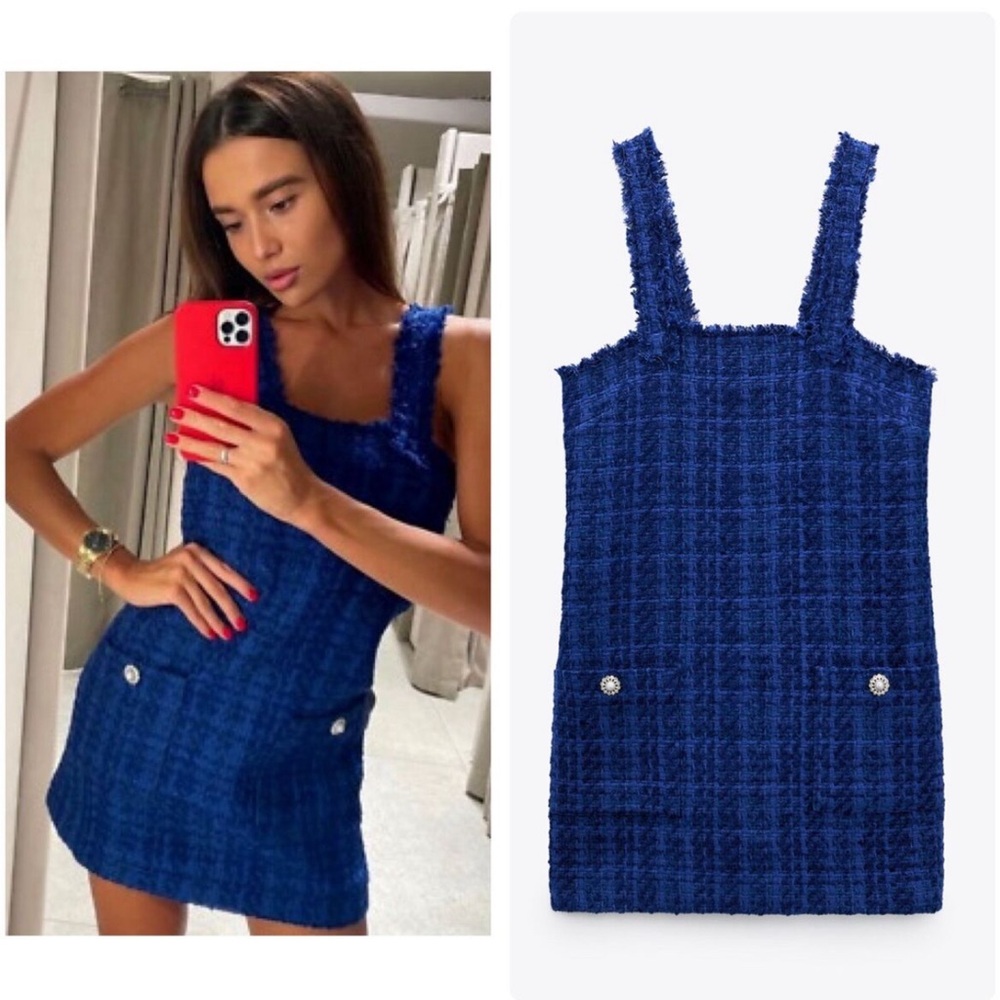 NWT ZARA bloggers favorite Textured Pinafore Dress